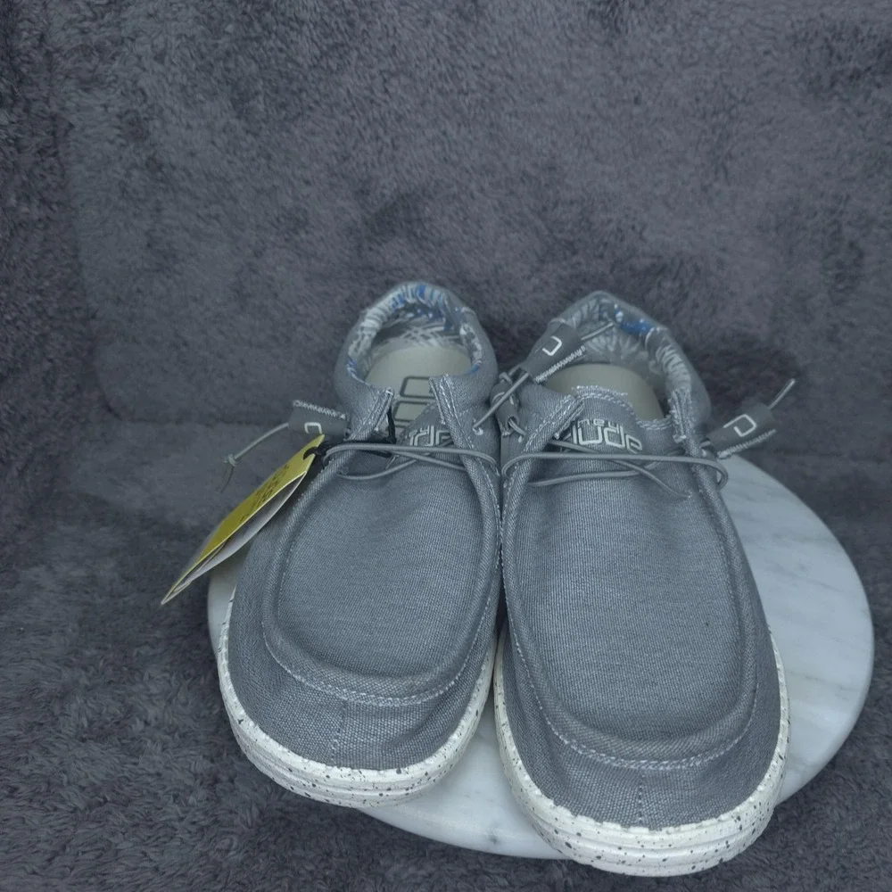 Hey Dude Wally Stretch Iron Shoes Mens Size 9 Gray Slip On Casual Sneakers